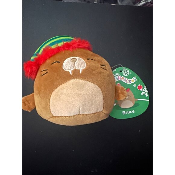 Squishmallows Bruce Holiday walrus Plush Toy 5" With Hat & Tag - Picture 3 of 5